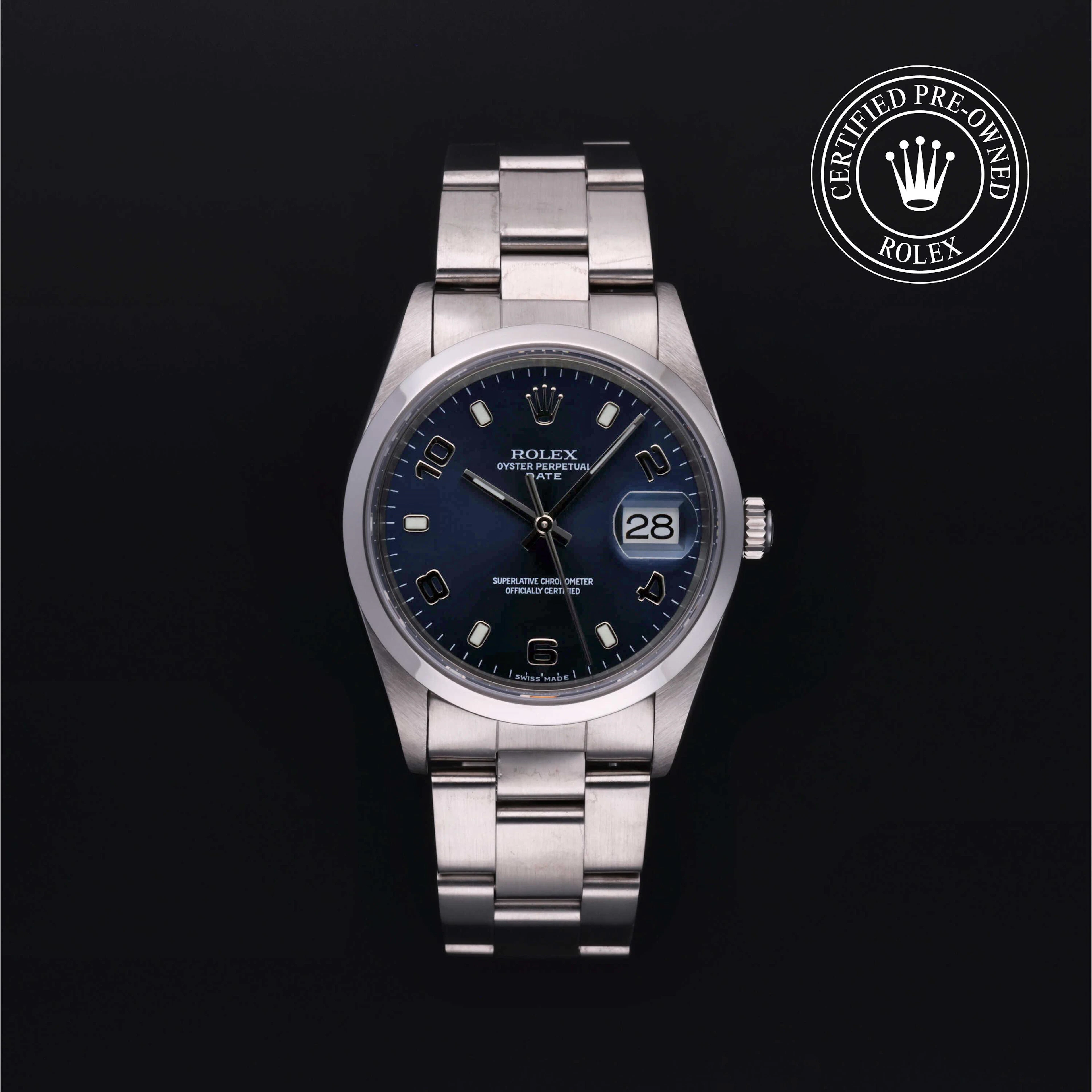 Rolex Certified Pre-Owned Oyster Perpetual Date Date, Unknown, Steel, 34 mm - image 1 of 5