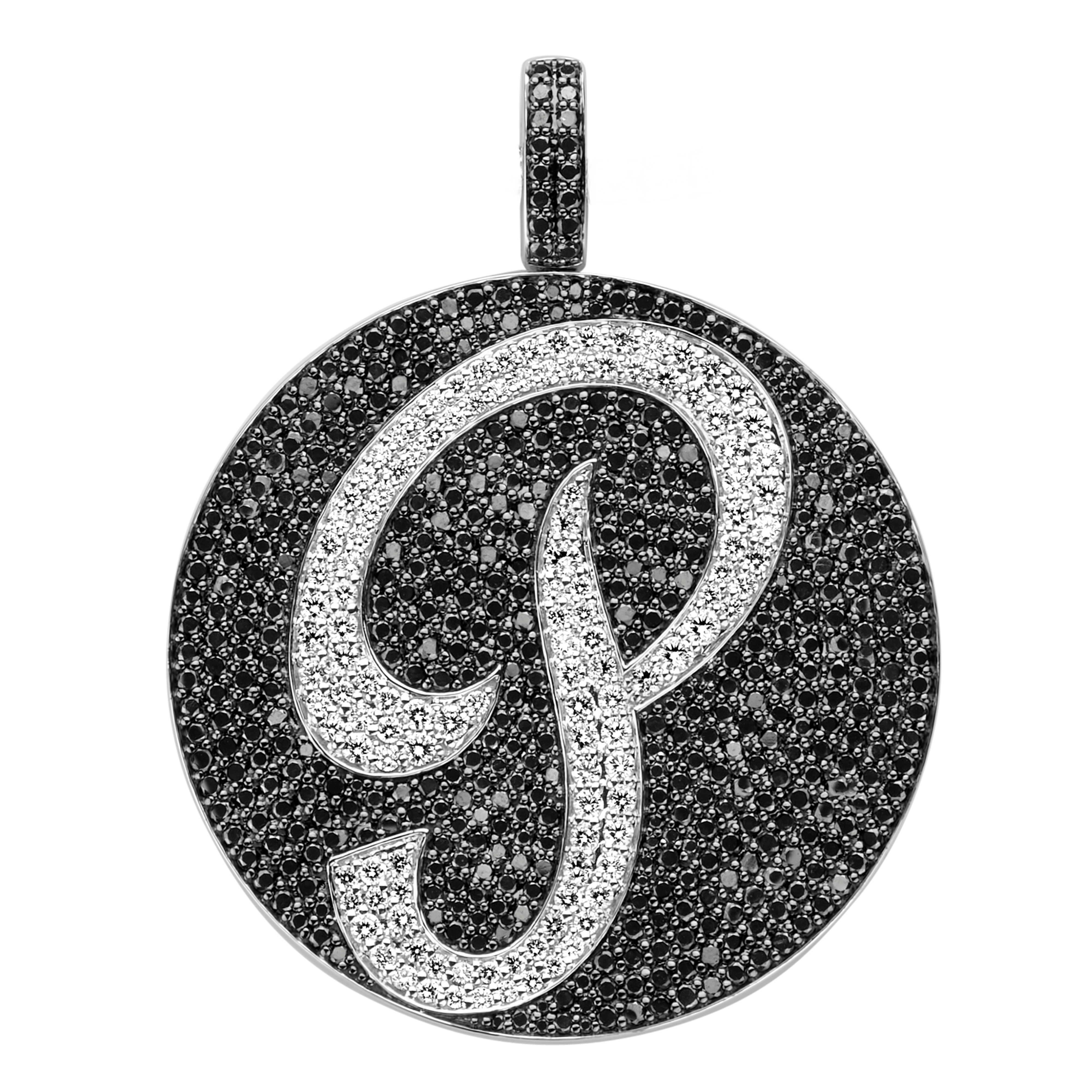 TROPHY BY GASSAN Pendant Timeless Paved Black/White Diamond P