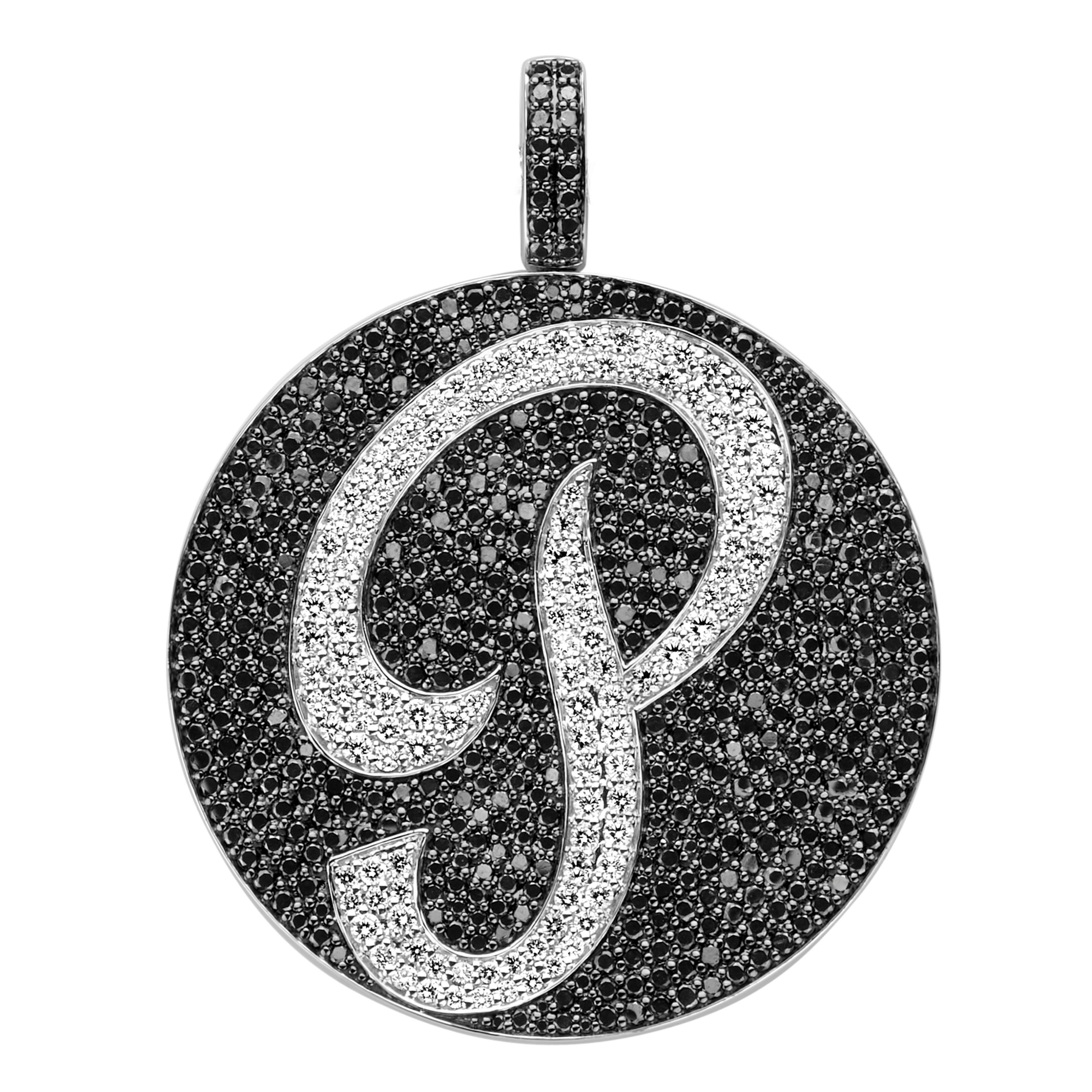 TROPHY BY GASSAN Pendant Timeless Paved Black/White Diamond P