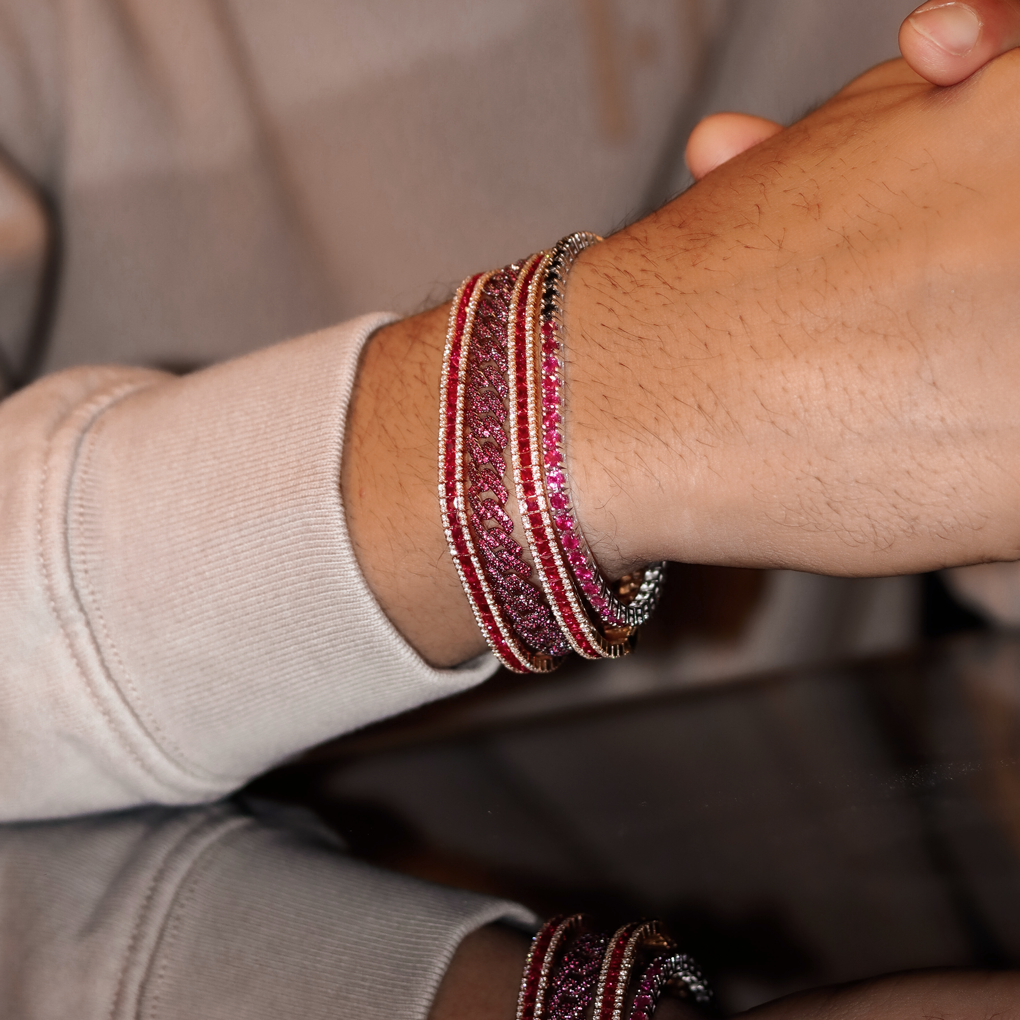 TROPHY BY GASSAN Armband Timeless Double Colored Pink/Black Diamond