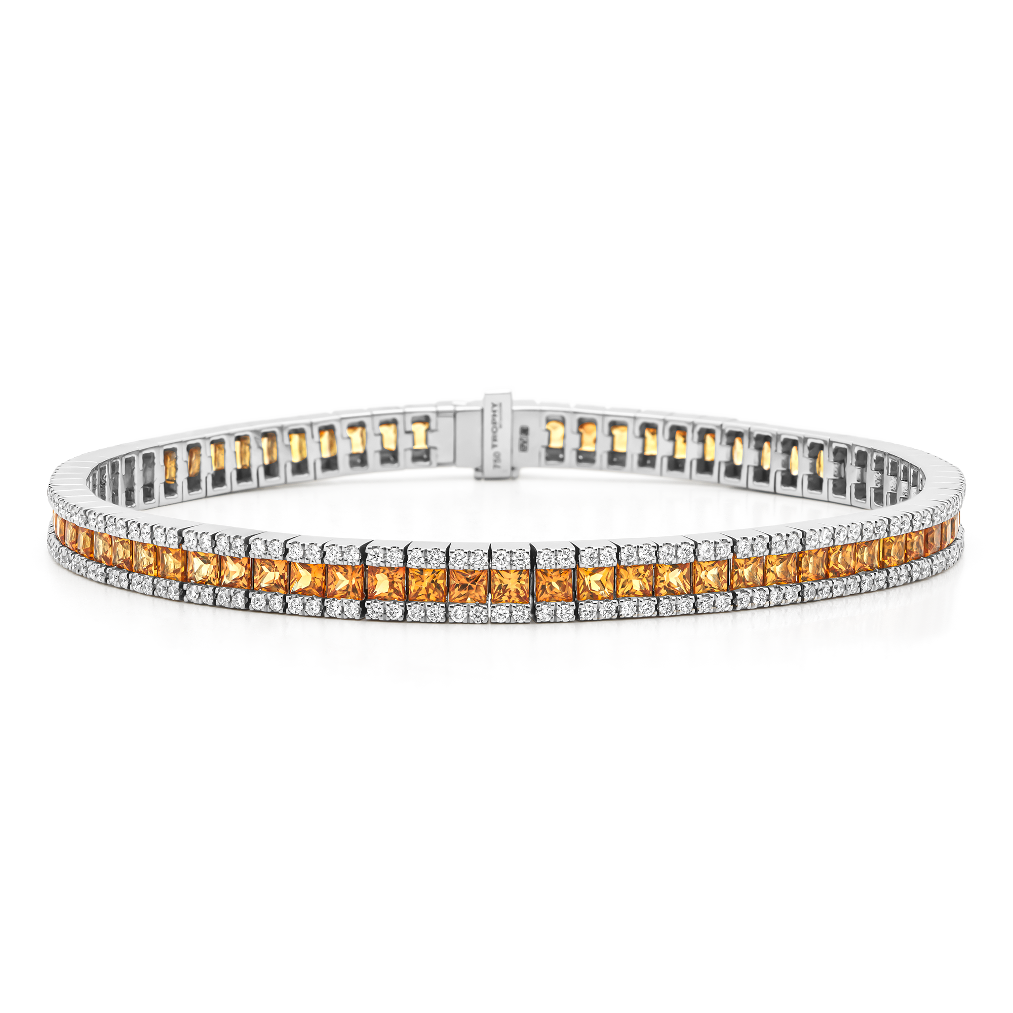 TROPHY BY GASSAN Bracelet Gemstone Diamond & Orange Sapphire