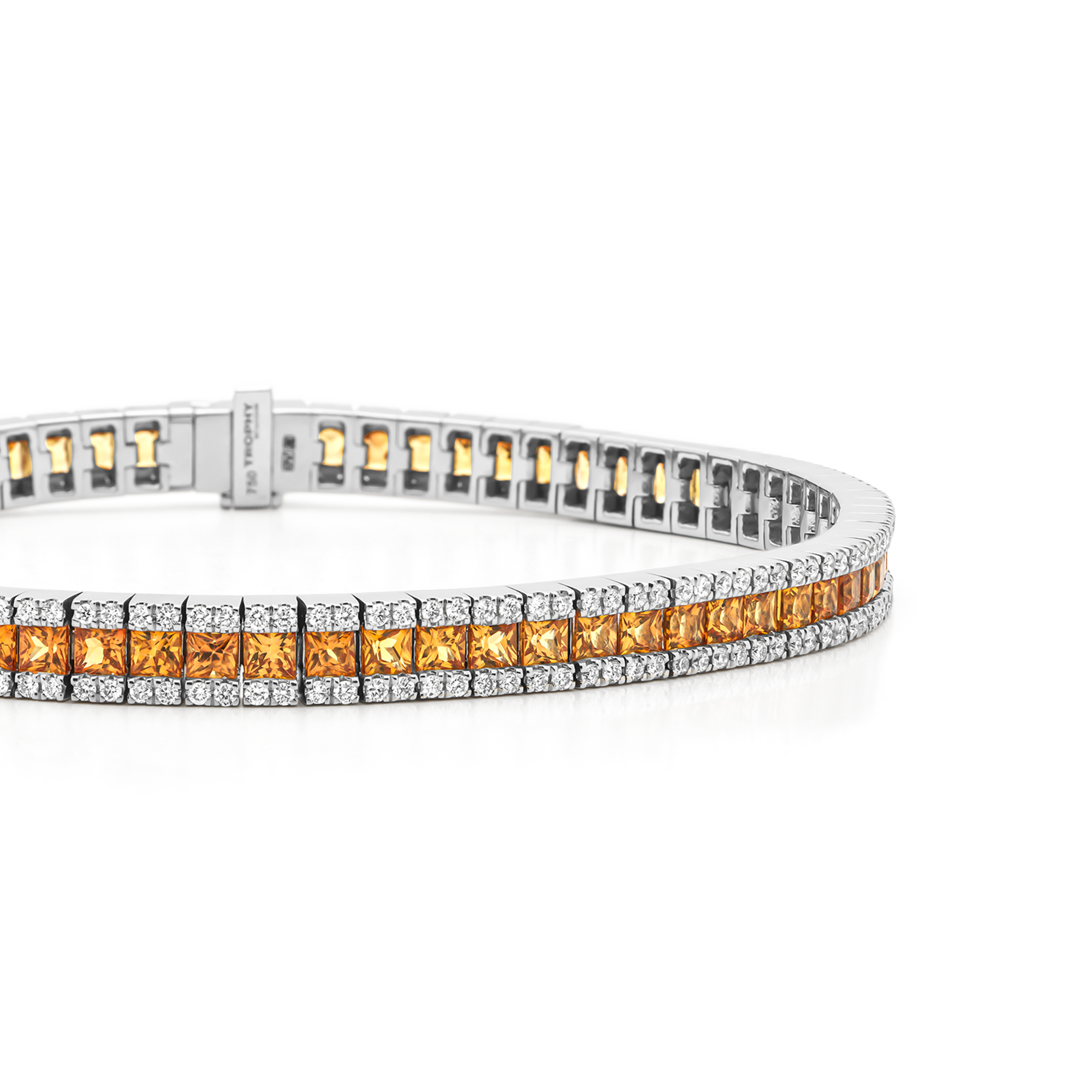 TROPHY BY GASSAN Bracelet Gemstone Diamond & Orange Sapphire