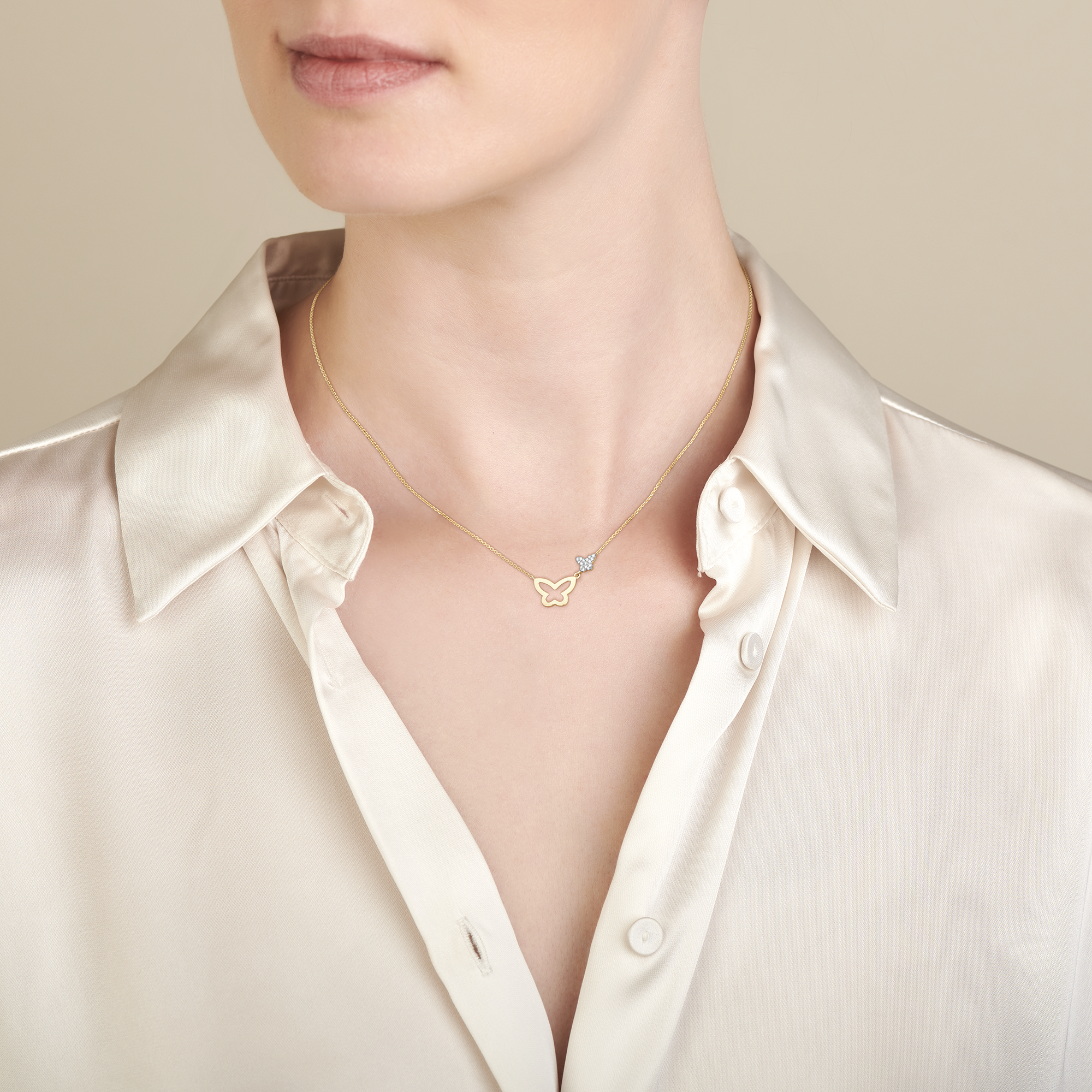 Gigi by GASSAN Collier Rainbow Forest Double Butterfly