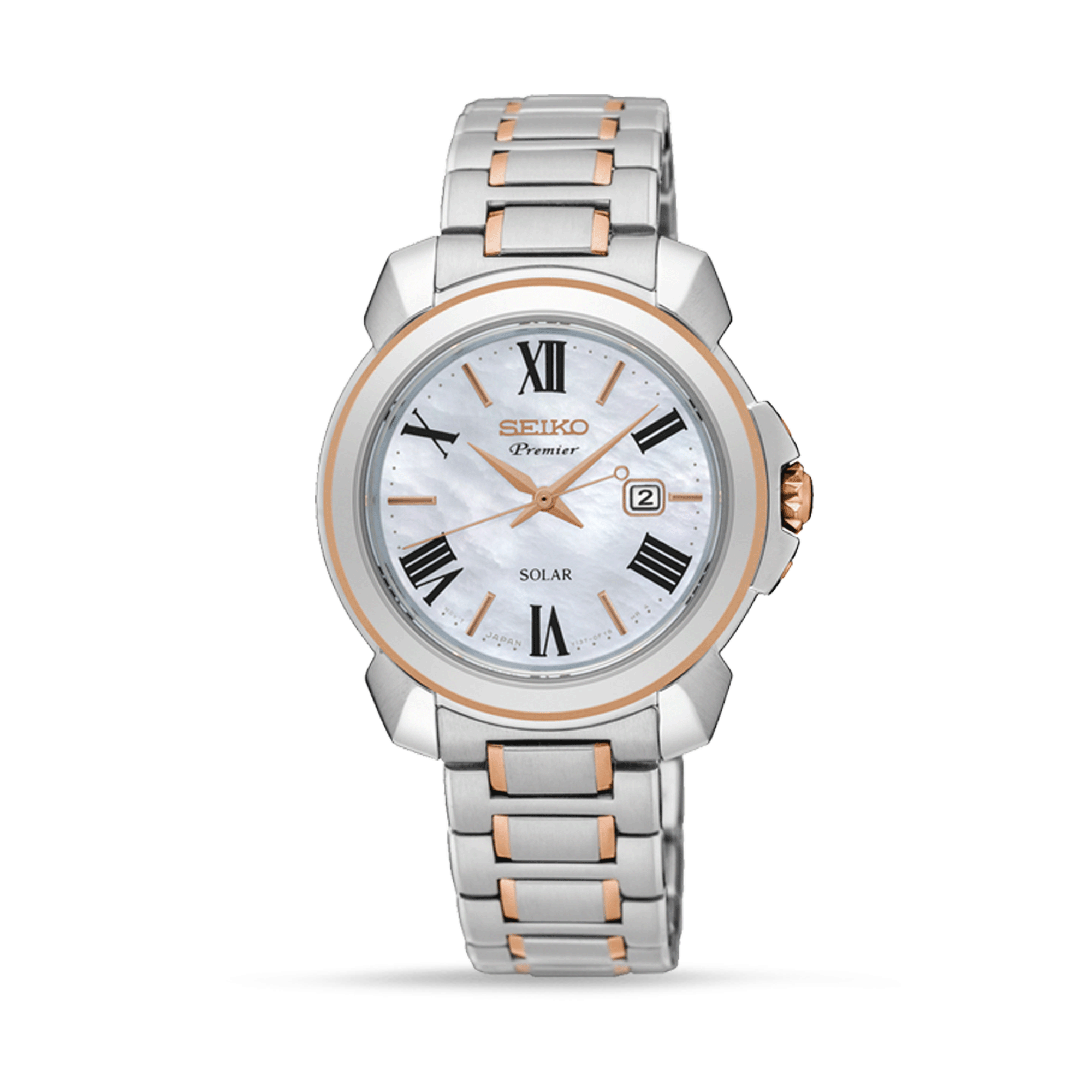Seiko PREMIER DAMES SOLAR BICOLOUR BRACELET MOP 100M WR horloge