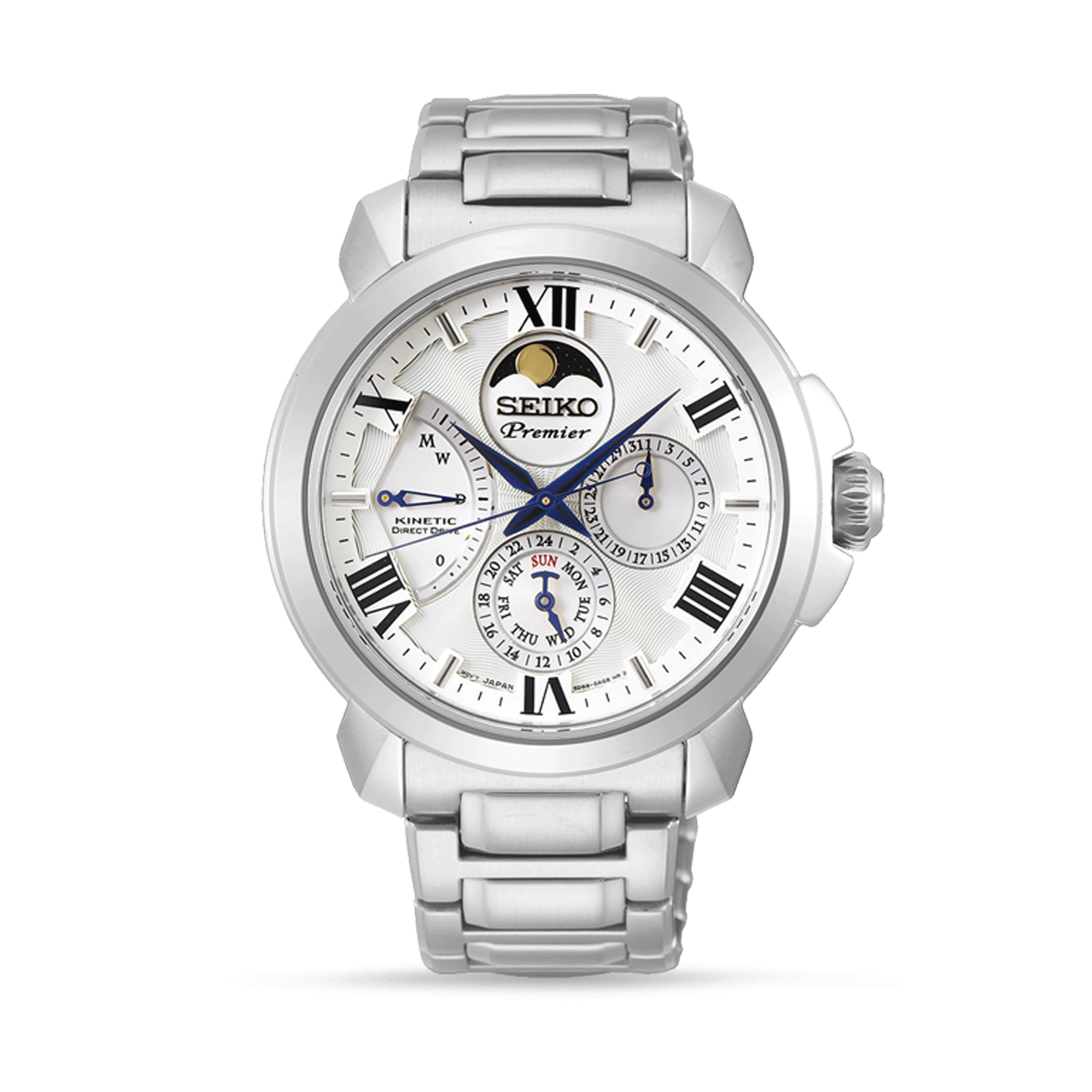 Seiko PREMIER HEREN KINETIC DIRECT DRIVE SS BRACELET WIT horloge