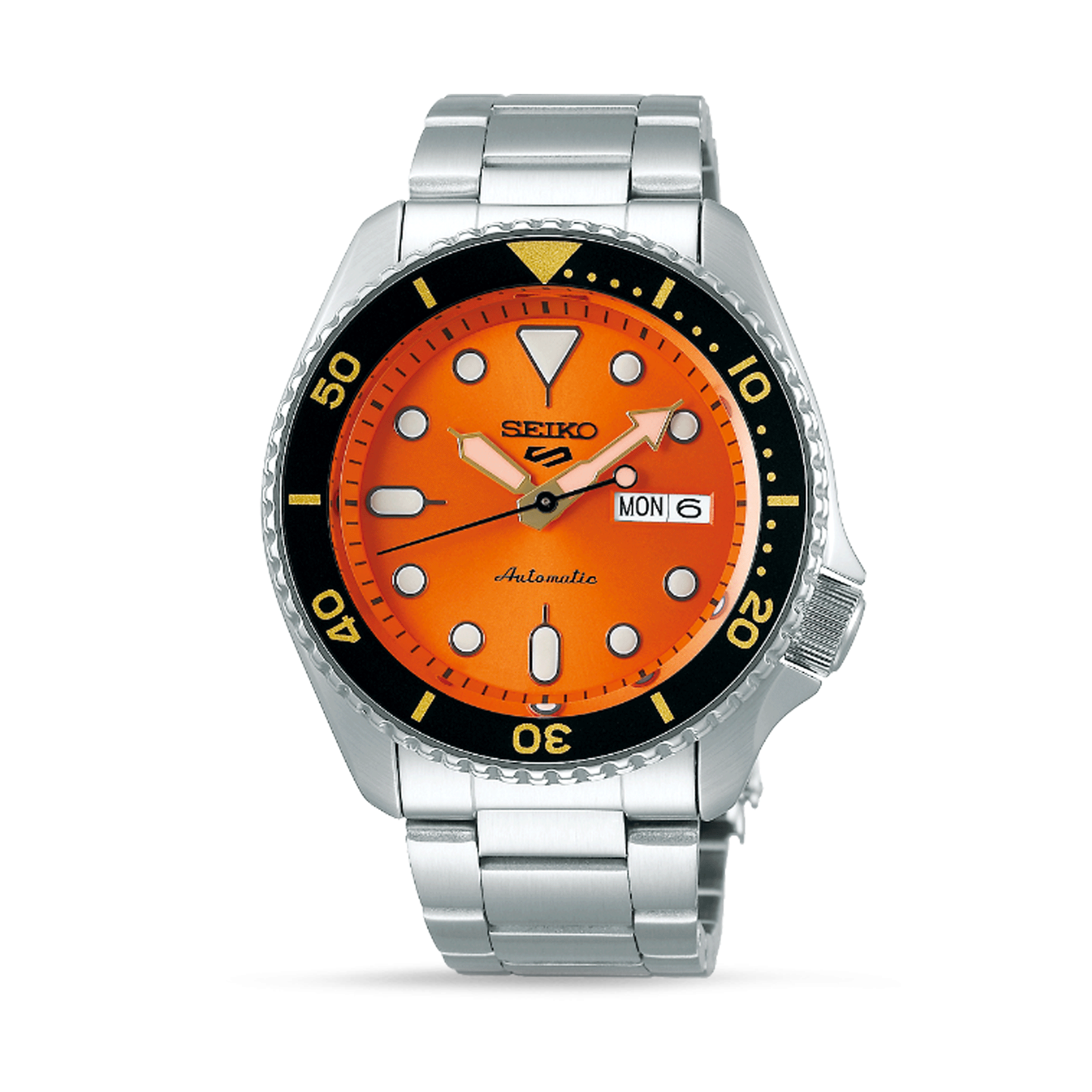 Seiko SEIKO 5 SPORTS AUTOMATIC SS BRACELET ORANJE 100M W watch