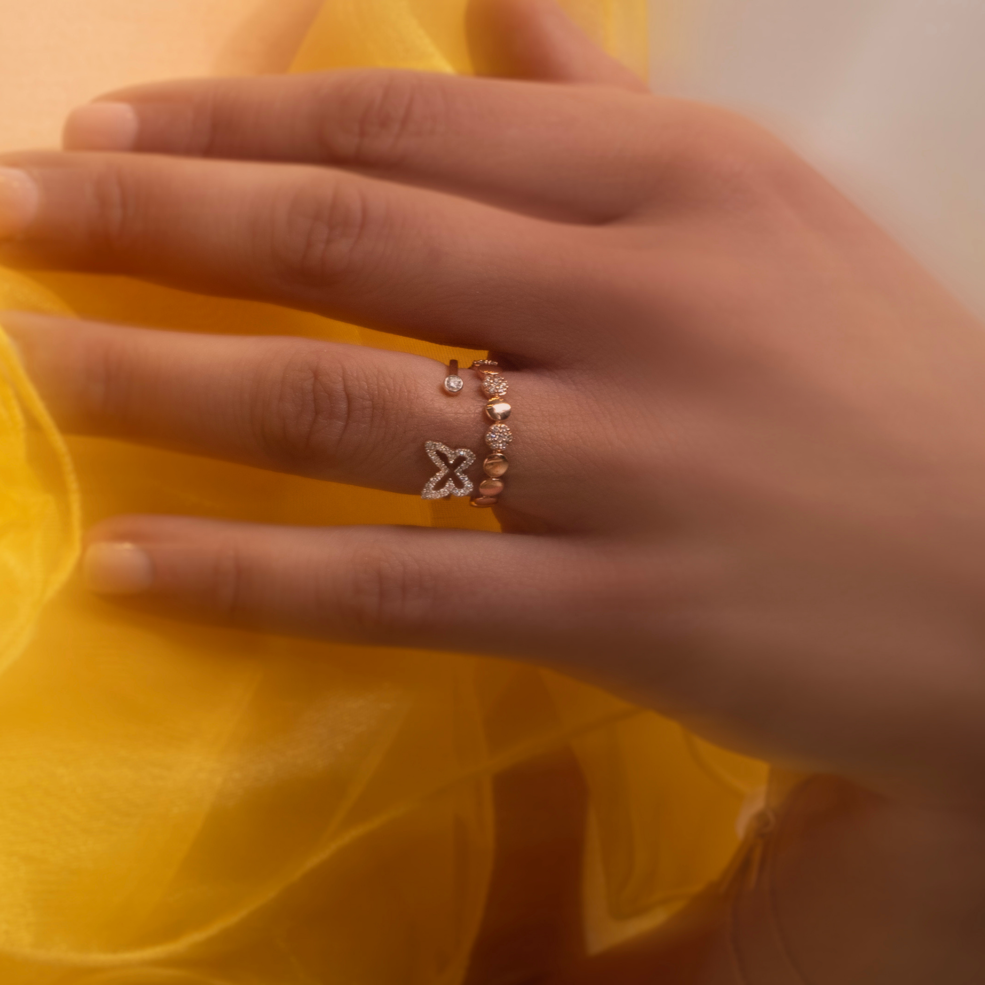 Gigi by GASSAN Ring Rainbow Forest Open Butterfly