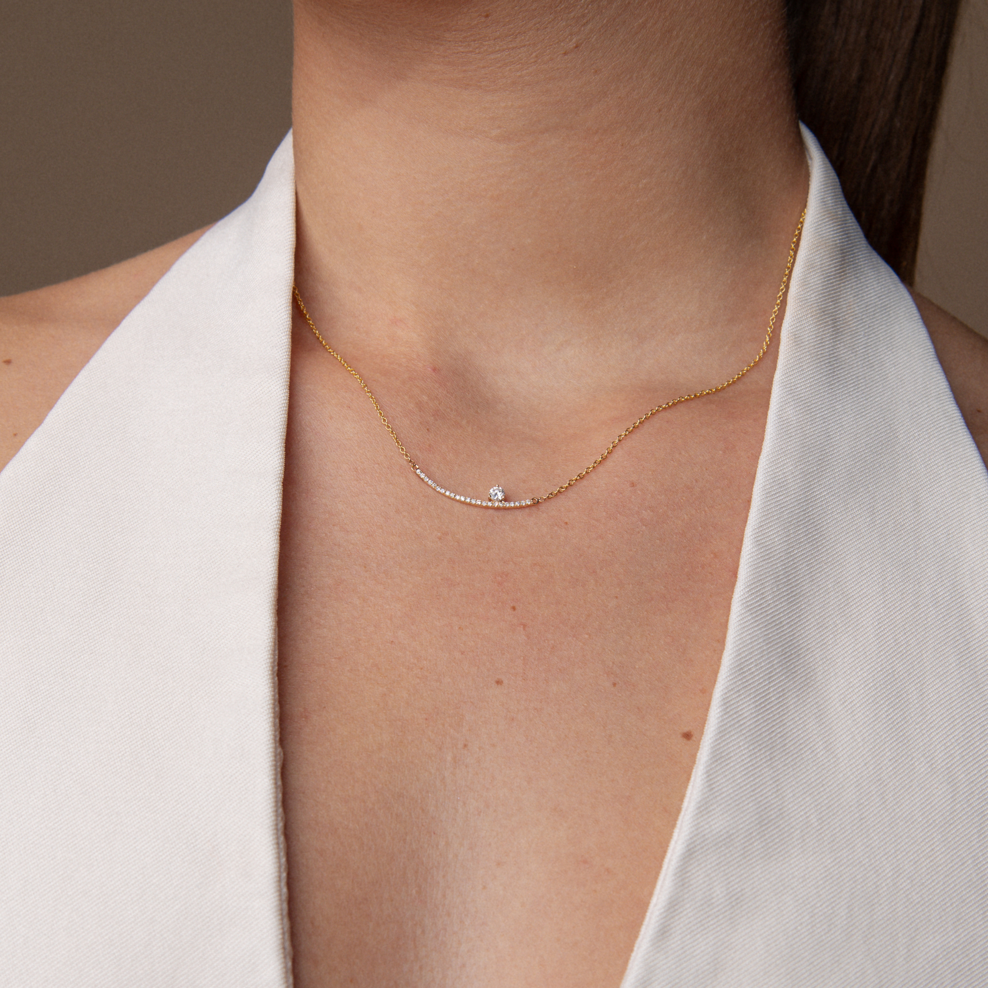 Gigi by GASSAN Necklace Diamond Fantasy Solitair Curve